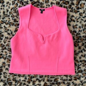Pink Sweatheart Neck Crop Top